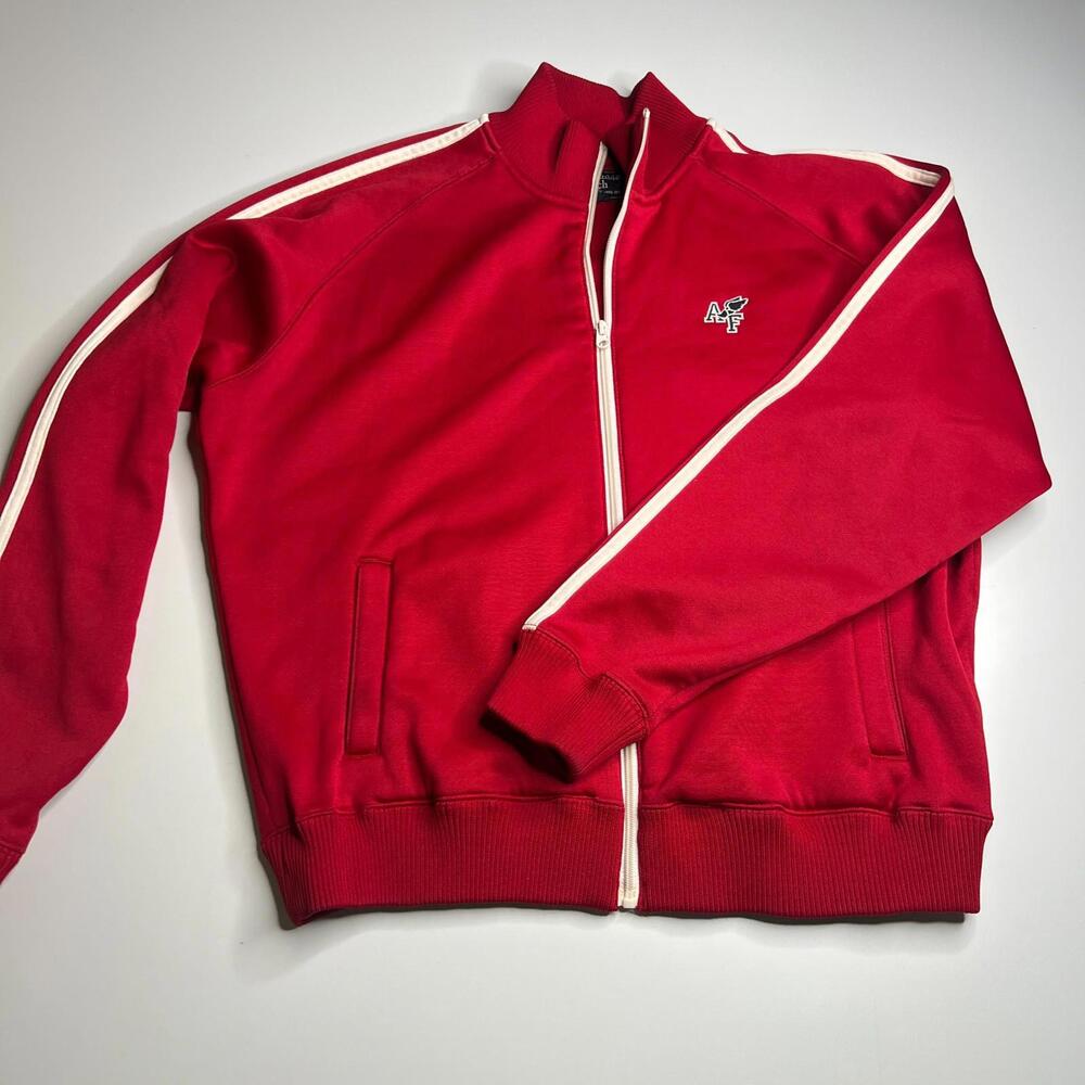 Vintage Abercrombie & Fitch Track Jacket Red White Stripe Full Zip Men’s L Korea